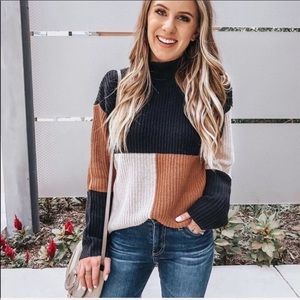 Color-block mock sweater